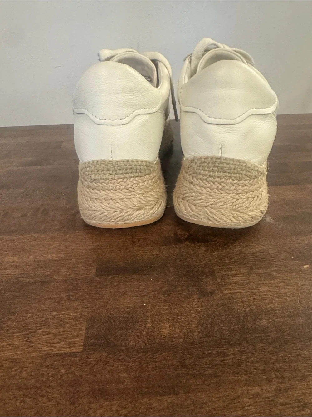Womens Cream Espadrille Platform Sneakers